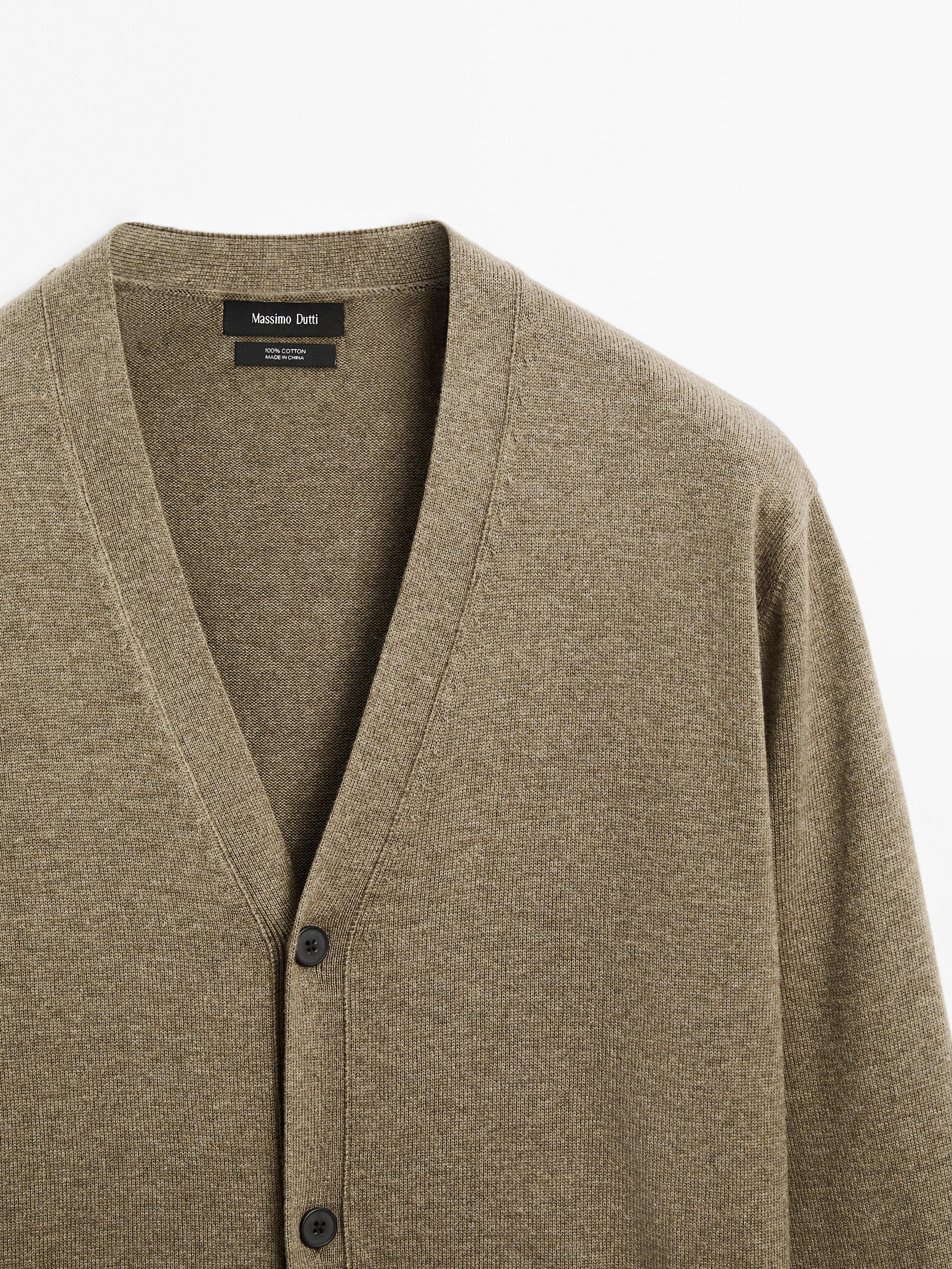 Cotton V-neck knit cardigan